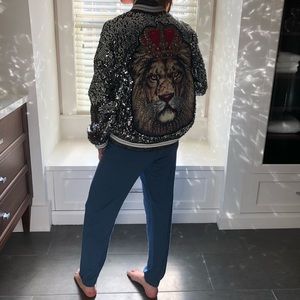 Sequined bomber jacket